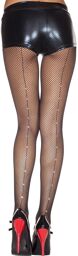 Collant résille noir avec coutures et strass Noir