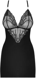 828-CHE-1 chemise and thong black Noir