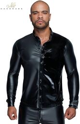 Chemise wetlook et vinyle Noir