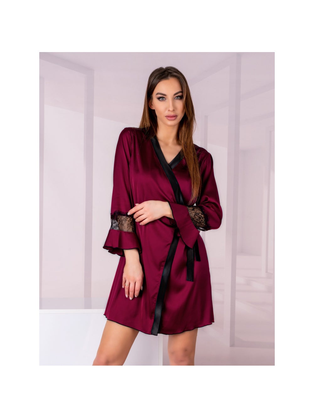 Déshabillé Sussean Cllaret Collection Noir & Bordeaux