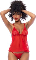 Nuisette courte rouge et string assorti Rouge