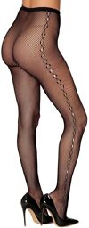 Collant résille avec dessin et strass sur les côtés - DG0436BLK Noir