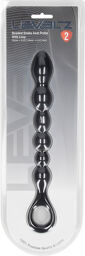 Sonde anale en silicone à boucle avec perles - Noir