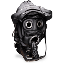 Cagoule BDSM avec masque et gag-ball gode 10,0cm