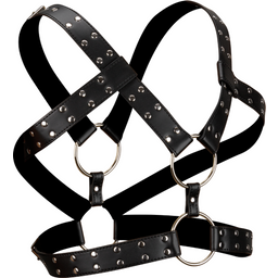Harnais BDSM pour homme en similicuir et anneaux en métal - Cockring penien pour homme et couple - Noir