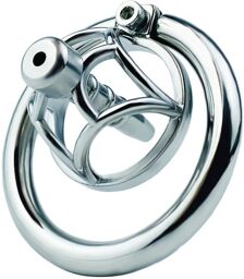 Cage de chasteté en métal avec Plug d'urètre Hexy 3 x 3.3cm