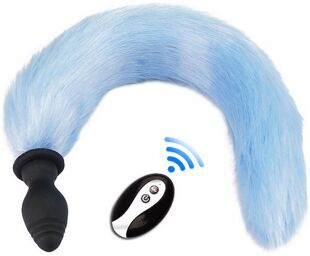 Plug Queue vibrant Fox Tail Vibe 6.5 x 3.2cm Queue 40cm Bleue