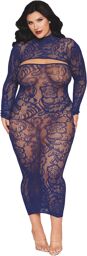 Ensemble 2 pièces grande taille top manches longues et robe bleu marine Bleu Marine