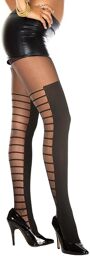Collant fantaisie noir effet cuissardes à lacets - MH7301BLK Noir