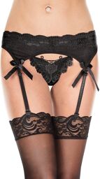 Porte jarretelles avec string papillon intégré - MH7736BLK Noir