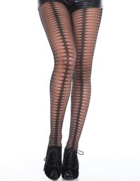 Collant fantaisie noir semi-opaque avec formes ovales Noir