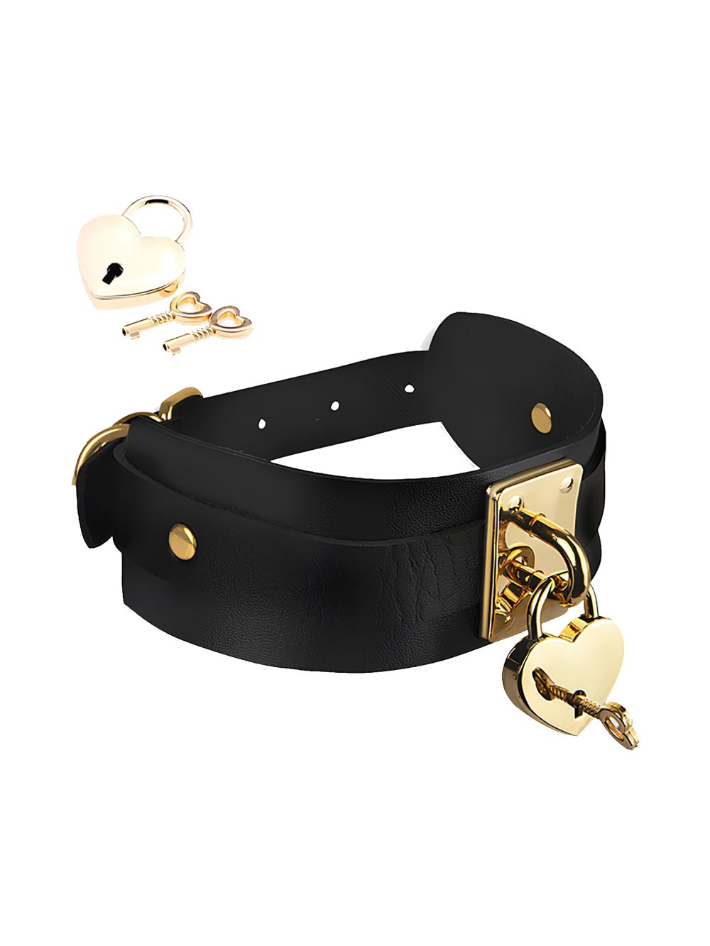 Collier BDSM cadenas coeur noir et or
