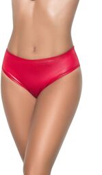 String bande large en wetlook rouge, taille haute, tissu fronçé à l'arrière Rouge