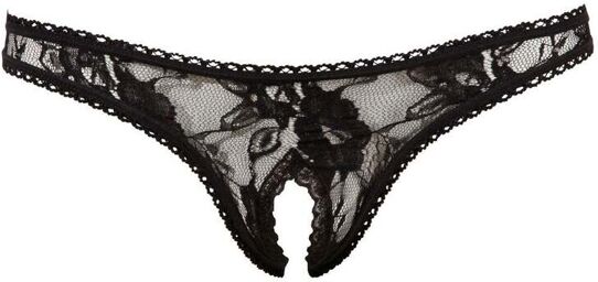 String Ouvert en Dentelle Noire Noir