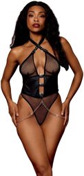 Body string résille noire et chaines Noir