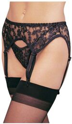 Ensemble Dentelle Porte-Jarretelles & String GT Noir