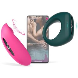 - Pack cockring et stimulateur clitoridien avec Télécommande - Rose/Vert