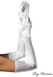 Gants Extra Longs satin Blanc Blanc