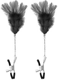 Pinces à seins pression réglable plumes noires Noir