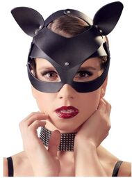 Harnais de Tête Masque Animal en Simili Cuir Noir
