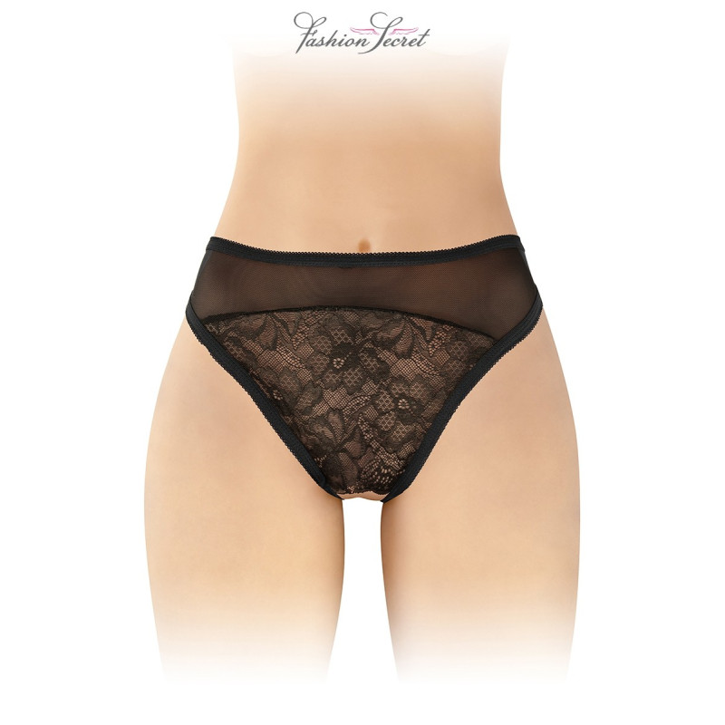 Tanga noir ouvert Ava