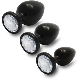 Plug bijou Métallique Rond Gunmetal - Diamant