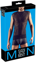 Chemise masculine en matière brillante et mate Noir