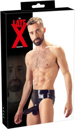 Slip en latex avec manchon texturé Noir