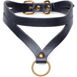 Bondage Baddie - Collier avec anneau - Noir/Doré