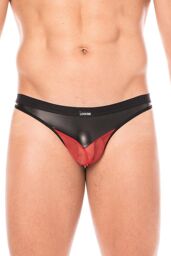 String simili cuir noir et résille rouge - LM2005-57BKR Noir et rouge