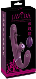 Vibromasseur double courbé sans harnais avec langue vibrante