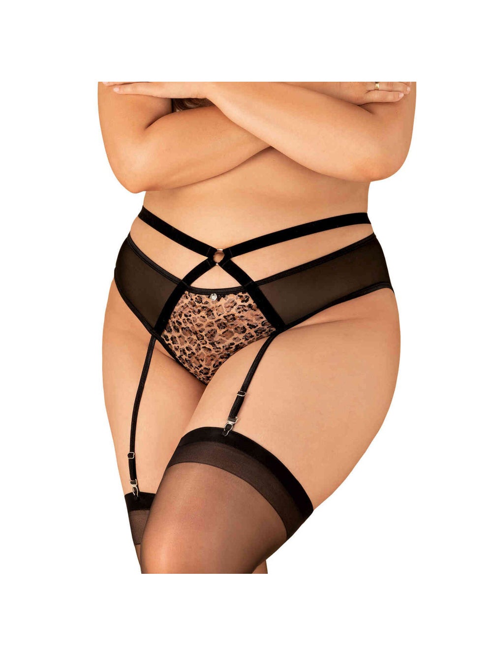 Porte-jarretelles culotte ouverte Allunes noir GT