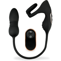 Plug anal vibrant va-et-vient avec cockring et masseur de zone intime masculine Wind