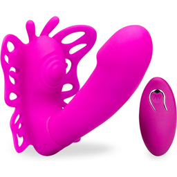 Culotte vibrante papillon clitoris et point G percussions et vibrations Vibromasseur femme et couple - Violet