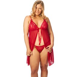 Gro Ensemble Nuisette en Dentelle Rouge Grande Taille