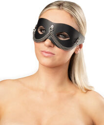 Masque en Cuir avec Décoration - Noir & Argent