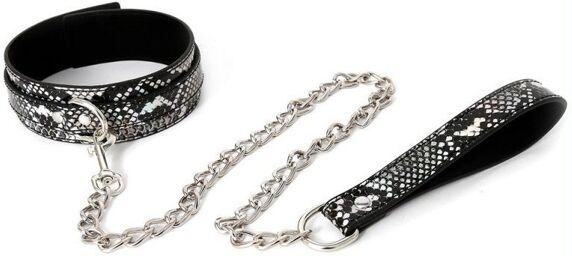 Collier-laisse Snakine Noir-Argenté