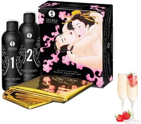 Gelée et Drap de Massage Érotique Fraise Vin Pétillant