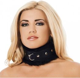 Collier luxueux rembourré avec fourrure - Noir