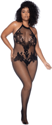 Combinaison grande taille en résille noire Noir