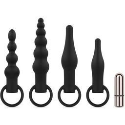 Bouchons anaux avec vibromasseur à balle - Noir