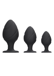 Kit 3 plug Swirled Butt Plug - Black