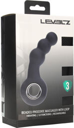 Masseur prostatique en silicone vibrant avec perles et boucle - Noir