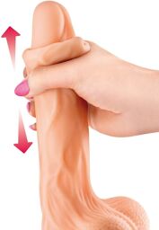 Gode réaliste veiné ventouse va-et-vient prépuce testicules billes mouvantes 20.2cm