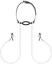 Pinces à tétons et anneau bâillon en silicone