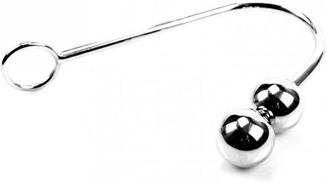crochet anal en acier 38 cm double boule