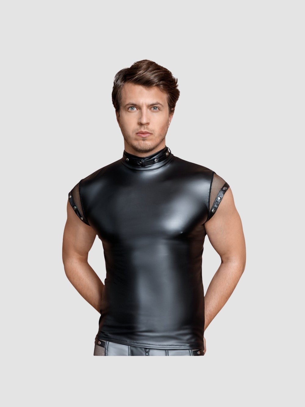 T-Shirt Résille & Pressions Wetlook Noir