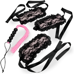 Kit BDSM masque, menottes et martinet en silicone Obey Me