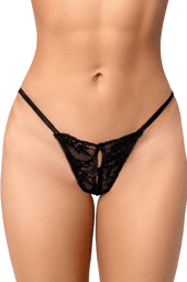 String noir classique en dentelle Noir