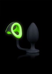 Plug avec Cock Ring Ball Strap - Neon Green/Black